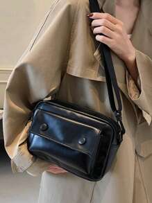 New Fashion Chest Bag Small Square Bag Leather Shoulder Bag Street Small Body Bag Mobile Phone Bag Diagonal Bag College Bag Office Bag Sling Bag - Multicolor - View 8