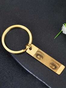 1 件定制照片眼睛形钥匙扣，不锈钢吊坠项链，时尚矩形钥匙圈，独特周年纪念珠宝礼物，创意定制眼睛钥匙扣，送给亲人的礼物，全年