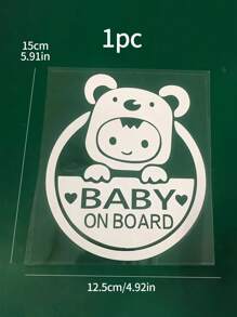 1pc Reflective Car Sticker "Baby On Board" Cute Cartoon Baby In Car Decal Sticker - Multicolor - View 6