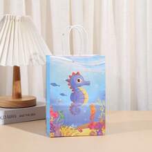 6/12/24 pièces/set de sacs en papier kraft 21*15*8cm thème océan, convient pour les cadeaux de vacances, anniversaires, shopping, transport et emballage cadeau décoratif, pour la fête des mères, les cadeaux de demoiselle d'honneur, de remise de diplôme, d'anniversaire, de mariage