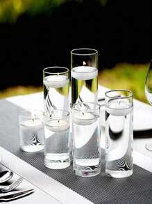 6pcs/4pcs/1pccandle Vase, Floating Candle Holder, Glass Candle Holder, Glass Hurricane Candle Holder, Clear Glass Candle Holders, Pillar Candle Holder, Candle Vase, Suitable For Candlelight Dinner, Birthday Party, Hotel Banquet, Wedding, Can Place Floating Candle,Room Decor, Clear Glass Cylinder Vase, Gifts Graduation