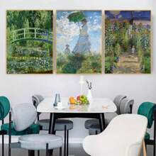 1pc Botanical Monet Exhibition Artwork Canvas Paintings Famous Artist Wall Arts Posters For Bedroom Office Home Decor No Frame ﻿ - Multicolor - View 6