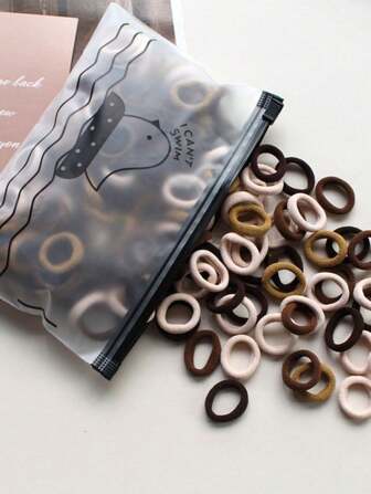 100 st/förpackning enfärgade hårsnoddar för kvinnor, icke-skadande, fina och kompakta, mini-hårsnoddar, hög elasticitet, enkla hårband, lämpliga för daglig hästsvans