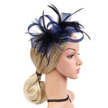 1pc Flower Feather Hair Accessory, Vintage Bridal Headpiece With Face Covering Net For Women's Party Gathering, Elegant Decoration Hat