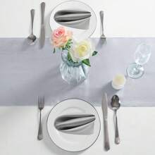 Juego de camino de mesa de satén, 1 camino de mesa y 6 servilletas, mantel de mesa de seda satinada largo, adecuado para boda, fiesta, ceremonia de graduación, decoración de cumpleaños