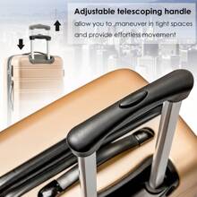 ABS Hard Shell Travel Trolley Suitcase 4 Wheel Luggage Set Hand Luggage, 24", (Golden) - Gold - View 3