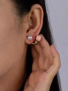 全新浪漫可爱性感粉色郁金香女士耳环，简约设计，高品质时尚耳钉