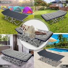 IKLAREWV Folding Camping Cot W/Mat For Adults, Heavy Duty Outdoor Bed With Carry Bag,1200 D Layer Oxford Travel Camp Cots 75x28IN