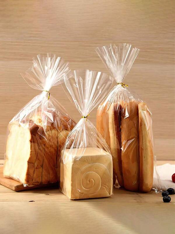 100 pièces/set de sacs cadeaux transparents clairs pour les produits de boulangerie S/M/L, la boulangerie, les gâteaux, les pâtisseries et les biscuits - réutilisables et faciles à sceller