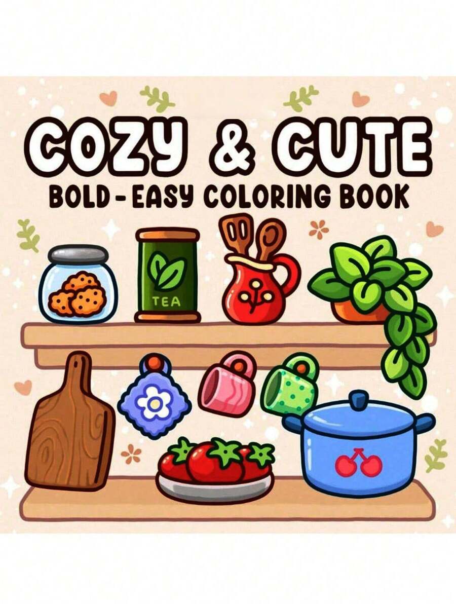 1pc 52Page Cozy & Cute: Coloring Book For Adults And Teens,Colouring Books Super Cute Designs Of Cozy,Coloring Books Hygge Spaces For Relaxation (Cozy Spaces Coloring) .Colouring Books Release Emotions And Relieve Anxiety | Ideal Gift For Holidays