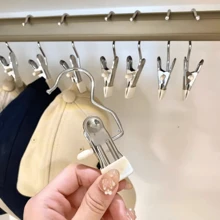 10pcs Stainless Steel Coated Clothespins Hanging Clips, Painless Hooks For Socks, Underwear Storage, Rust-Proof For Bedroom, Bathroom, Multi-Functional For Spring & Summer