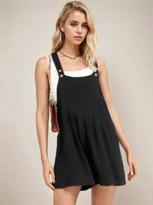 SANOPY Womens Overalls,Overalls For Women,Casual Suspender Trousers With Short, Light Sleeveless Romper Front Pockets - 黑色 - 查看 1
