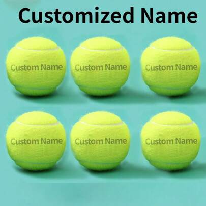 1 bola de tênis personalizada, personalizada com nome, presente de Natal/aniversário, alta elasticidade para treinamento e jogo de iniciantes, bola de massagem para animais de estimação, brinquedo de mastigar, acessório de tênis com logotipo personalizado, suprimentos para animais de estimação para alívio do estresse