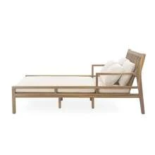 MERAX Outdoor Daybed, Patio Daybed With Four Pillows, Wooden Outdoor Bed With Curved Armrests For Poolside, Backyard, Garden (Light Teak+Beige Cushion) (Gray+Beige Cushion) - Light Teak+Beige Cushion - View 10