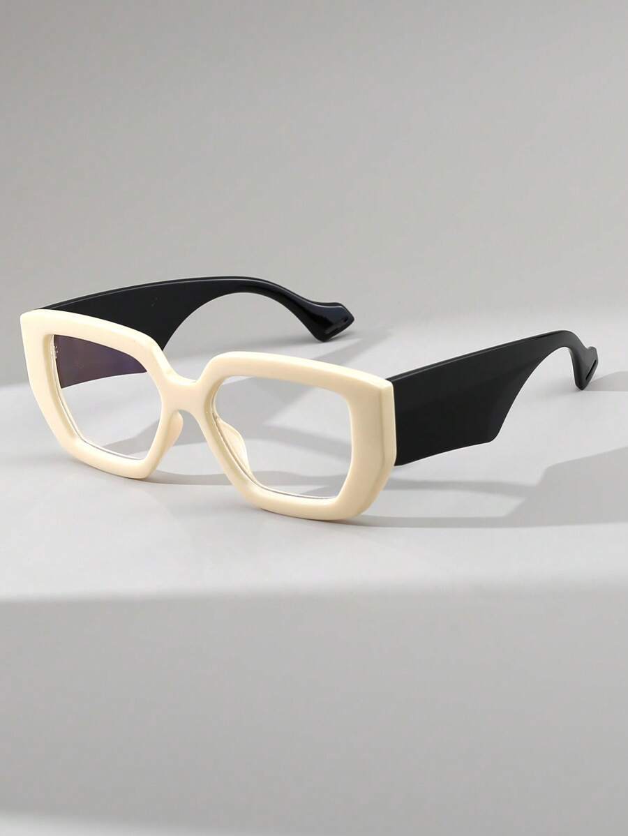 1 Pair Women's Vintage Square Leopard Print Stylish Non-Prescription Glasses, Suitable For Daily Decoration, Walking, Photography - 米色 - 查看 1