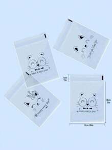 100个装可爱卡通透明自粘面包袋豆沙菠萝袋烘焙切片吐司全麦面包自封包装饼干袋 - 彩色 - 查看 3