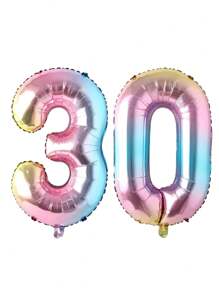 Globos de lámina de plata extra grandes del número 30 de 32 pulgadas y 40 pulgadas para el 30.º cumpleaños y decoración del 30.º aniversario - Multicolor - Ver 8