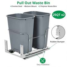 CuisinSmart Pullout Waste Containers With Full Extension Slides,Pullout Trash Can For Under Kitchen Cabinets,Saving Design - Light Grey - View 3