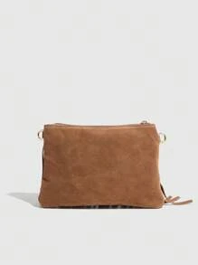 1 件复古流苏迷你斜挎包，百搭波西米亚风格 PU 皮革单肩包，时尚女士休闲通勤斜挎包