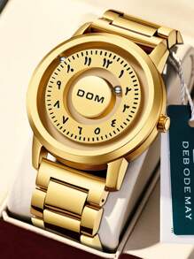 DOM 1pc Men's Watch, Advanced Technology Magnetic Waterproof Wristwatch, Mirrorless Steel Ball Arabic Numeral Scale Unique Time Display - Quartz Watches - View 14