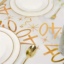 1pc 20th Anniversary Foil Gold Table Runner, Personalized , Ideal For Celebrating Couples, Boyfriend/Girlfriend, Birthday Party Decoration, Special Occasion Decor, Home Dining