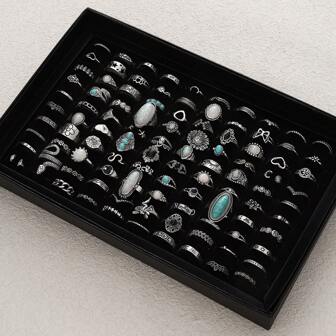 40入組獨特哥德風格混搭戒指套裝，人造寶石，適合度假、派對、約會、日常佩戴、節日、家人、朋友禮物（不含盒子）