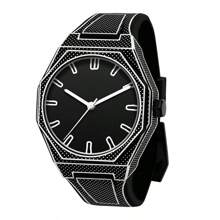 PINTIME 1 件时尚男士石英表，运动设计，电子运动，硅胶表壳和表带，电池供电，橙色蓝色白色黑色表盘，适合时尚休闲配饰 - 白色 - 查看 14