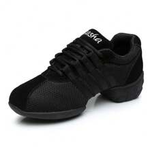 Zapatos de baile para mujer de suela de goma y malla, zapatos de baile de cuadrados de suela blanda transpirables para todo el año, zapatos de práctica de baile, zapatos de ejercicio de fitness corporal, zapatos casuales