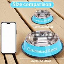 Comedero de acero inoxidable antideslizante personalizado para mascotas, cuenco individual para comida o agua de perros grandes o gatos, con grabado conmemorativo de mascota, suministros para gatos, ornamental, estiloso, de moda, colorido, vintage, lindo, compacto, cachorros, personalizado, único, personalizado, para aniversarios, para cumpleaños