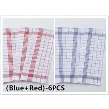 1/2/4/6/8/12 pièces Serviettes de cuisine ultra-douces, super absorbantes, à motifs carreaux et rayures, chiffons à vaisselle rouges / bleus / noirs, parfaits pour la maison et la salle à manger