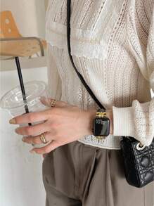 1PC Metal And Leather Strap Compatible With Apple Watch Band S10 42/46mm 49Ultra Elegant Women Bracelet For Apple Watch 9 8 7 6SE 5 4 3 2