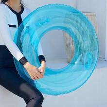 1pc Inflatable Watermelon Design Transparent Blue PVC Floating Swimming Pool Beach Water Tube Swim Ring, Adult Underarm Circle