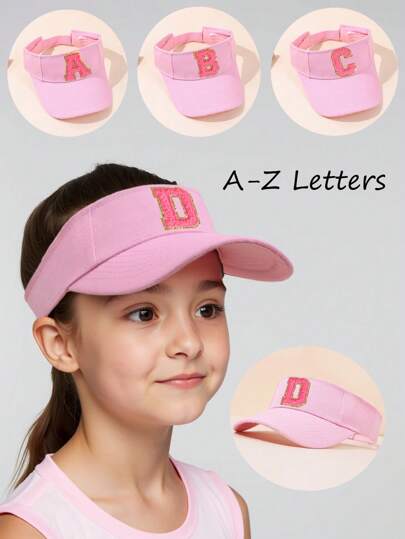 1 件装字母 A-Z 儿童鸭舌帽，女孩粉色太阳帽，男孩时尚棒球帽，适合户外、礼物、春夏