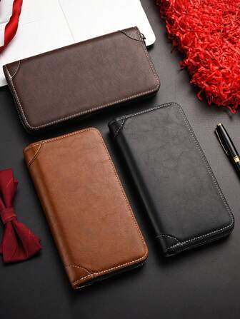 1 pieza Cartera tipo embrague con cremallera, multifuncional y de gran capacidad con múltiples ranuras para tarjetas para hombres, adecuada para adolescentes, uso casual de verano, al aire libre, deportivo, vacaciones, viajes, regalos de graduación, accesorios de vestir para cumpleaños