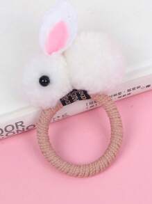 1pc Rabbit Cartoon Hair Scrunchie, Kids Hair Accessories, Cute Hair Tie For Girls