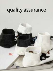 5 Pairs Cute Style Women Short Socks, Suitable For Daily Wear In Spring And Autumn