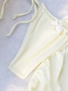 PEPPERMOLLY 全新柔软纯色吊带蝴蝶结装饰裙，优雅派对和沙滩比基尼 3 件套，夏季时尚女士比基尼