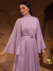 New Luxury Fashion Elegant Women'S Banquet Dress With Ruched Flare Sleeve Chiffon,Party Dress,Gown,Formal,Evening,Wedding Guest