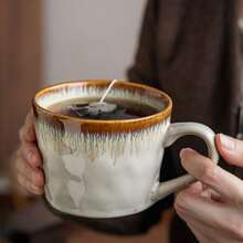 1pc Beautiful Cloud-Shaped Ceramic Mug, Water Ripple Texture Cup, Personalized Milk/Coffee Cup, Valentines Gift
