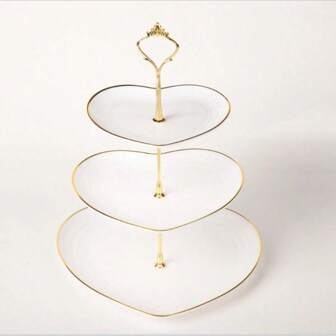 Support à gâteau en forme de cœur à 3 étages, plateau de fête d'anniversaire de mariage créatif pour bonbons et desserts, plateau de collation pour thé de l'après-midi
