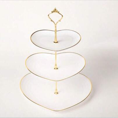 3 Tier Heart Shaped Cake Stand, Creative Wedding Birthday Party Candy Dessert Tray, Afternoon Tea Snack Platter