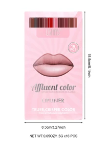 16pcs/Set Lip Liner Pencil Kit, Matte Nude Lip Liner Set, Moisturizing Long-Lasting Lip Makeup Cosmetics - Multicolor - View 6