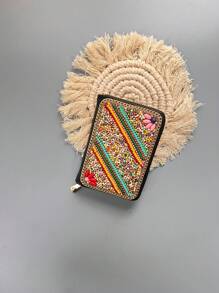 Handmade Beaded Delicate Rainbow Boho Style Zipper Coin Purse Small And Lightweight Holder Wallet With Multiple Slots Large Capacity Mini Wallet Wallet Purse Wallet Card Wallet