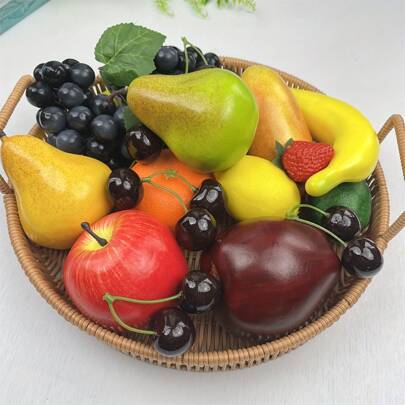 Confezione da 20 pezzi di frutta artificiale, frutta finta per decorazione domestica, set di frutta simulata, decorazione per feste e vacanze, modelli di frutta per fotografia, fragole, manghi, banane finti