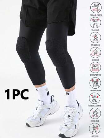 1 pieza, Rodilleras de baloncesto, Mangas largas de compresión para deportes como voleibol, béisbol, fútbol, levantamiento de pesas, running y talla grande, Rodilleras con panal, Equipo de protección resistente a los impactos y de secado rápido para ciclismo, Rodilleras y protección para piernas para fútbol y running al aire libre, Adecuado para hombres y mujeres, Accesorios de gimnasio, Rodilleras deportivas, Rodilleras de gimnasio