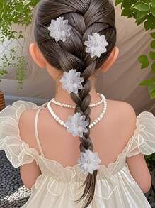 5pcs/15pcs Girls Flower & Pearl Hair Clips Set