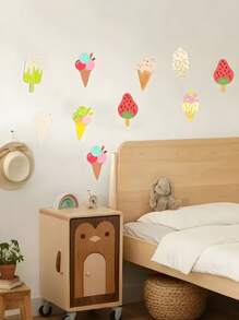 32/16/8片创意冰淇淋造型未上漆木片，原色冰淇淋造型木圆片，适用于DIY手工制作，木圆片，预钻孔未上漆木圆片，适用于DIY手工制作、艺术项目和珠宝制作，适合婚礼、生日、母亲节、夏季装饰、毕业季等场合。 - 彩色 - 查看 6