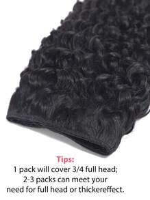 Kinky Curly 1 Piece Clip In Human Hair Extensions Human Hair Clip In Human Hair Extensions Natural Black Remy Hair For Women - SNatural - View 9