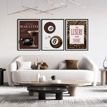 1/3 件奢华时尚杂志封面墙面艺术画豹纹帆布画浓咖啡马提尼海报少女美学装饰卧室、客厅或宿舍墙壁装饰礼物无框 - 彩色 - 查看 4