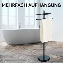 Freestanding Towel Rack, Bathroom Towel Rail, Bath Towel Holder, For Bath Towels, Clothes, Metal, Black - màu đen - Xem 3